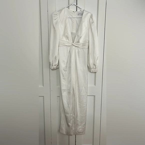 Ieena for Mac Duggal - A2647 Plunging V Neckline Long Sleeve Jumpsuit - Picture 3 of 7